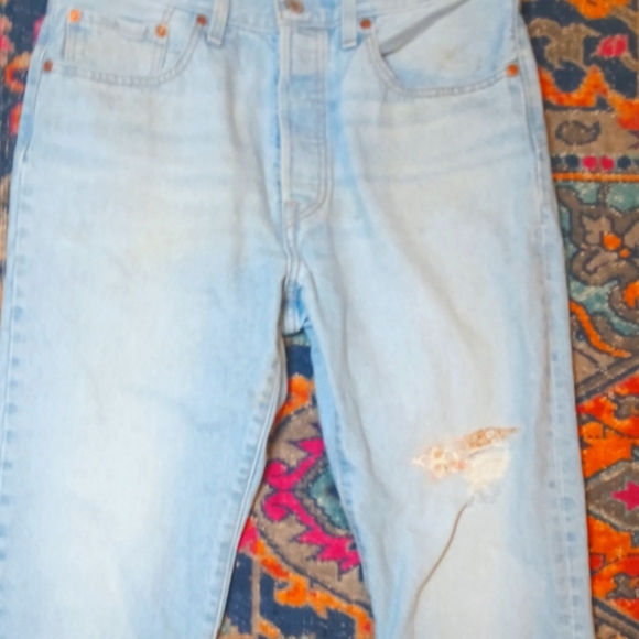 Levi's 501 150th Anniversary Jeans with Distressed/ Patched Knee - Picture 3 of 6
